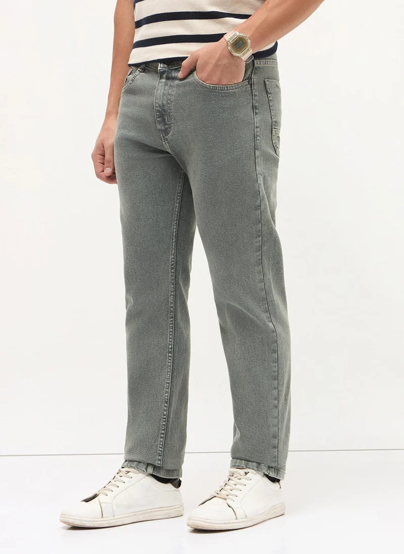 Urbano Fashion  Urbano Fashion Men's Light Grey Regular Fit Heavy Washed Denim Jeans Stretchable for Men | Best Price UAE